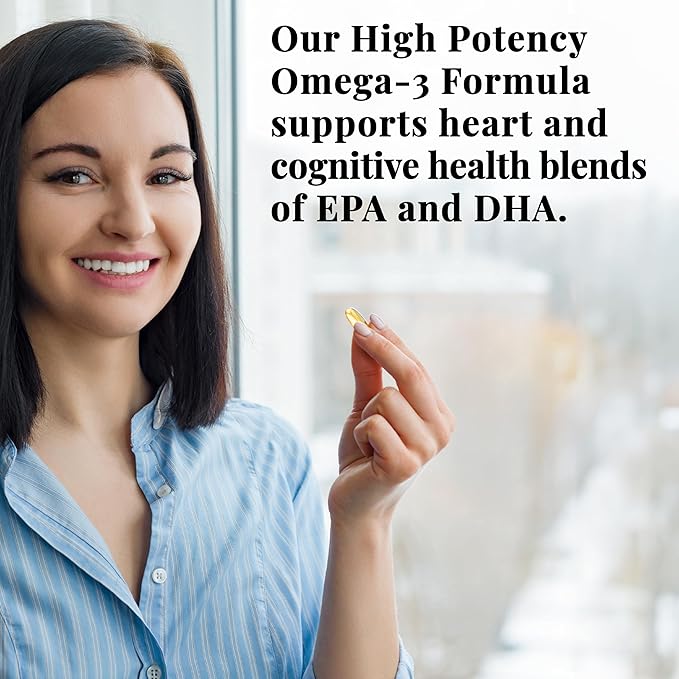 Basic Brands Smart Heart Odorless Omega-3 Fish Oil 1000mg - Triple Strength EPA &amp DHA Non-GMO Heart &amp Cognitive Support - 90 Burpless Softgels - 2-Pack