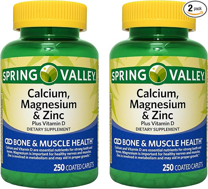 Calcium Magnesium Zinc Plus Vitamin D3 Dietary Supplement 250 Count (Pack of 2)