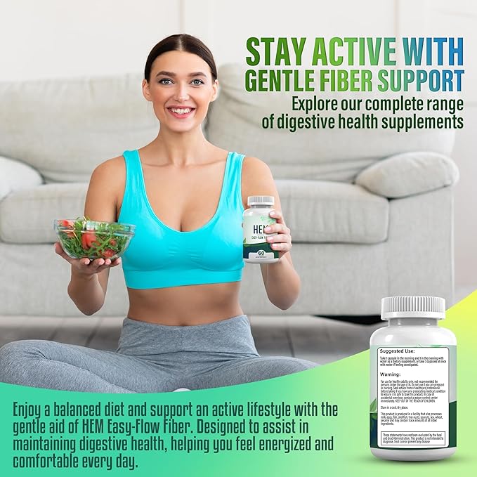 Easy-Flow Fiber – Plant-Based Oat Fiber Supplement for Constipation Bloating and Gas Relief | Gentle Digestion and Hemorrhoid Support | Non-Psyllium Gluten-Free (Pack of 1)