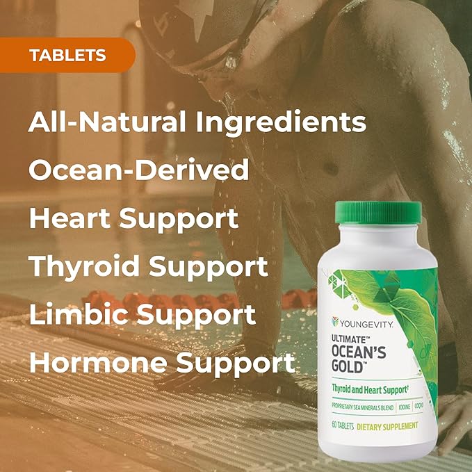 Youngevity Ultimate Ocean's Gold – Supports Thyroid Health Heart Function and Hormone Balance with Ocean-Derived Nutrients - 60 Tablets (Pack of 1)