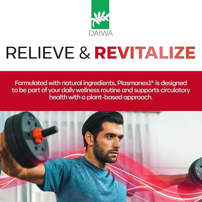 Daiwa Plasmanex 1 - Blood and Vein Circulation Supplements – Balance Circulation Encourage Healthy Legs and Veins - 60 Vegan Capsules
