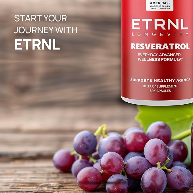 ETRNL Longevity Resveratrol 600mg - 60 Capsules - Premium Japanese Knotweed Extract with Natural Polyphenols - Daily Antioxidant Supplement - Vegan Non-GMO Gluten-Free - Made in USA