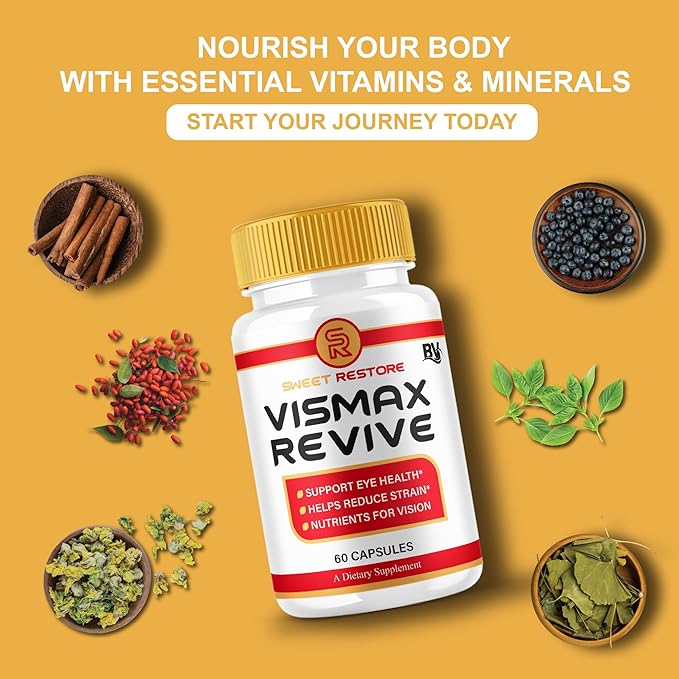 BLUE VIBE VisMax Revive Maximum Strength Overall Vision &amp Wellness Support Supplement VismaxRevive Advanced Premium Vision Support and Eye Health Formula Supplement Pills (60 Capsules)