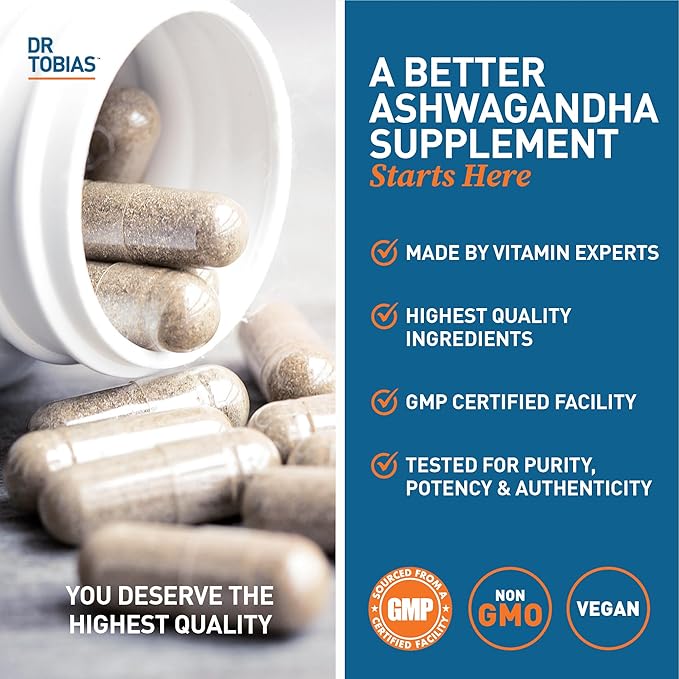 Dr. Tobias Omega 3 Fish Oil and Ashwagandha Capsules Support Overall Wellness &amp Balanced Energy &amp Resilience Non-GMO