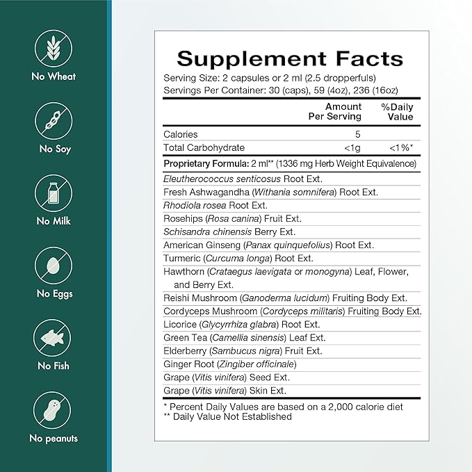 Natura Health Products Vital Adapt Supplement - Daily Nourishing Adaptogenic Tonic for Endocrine Function Support - Featuring Rhodiola Ashwagandha Cordyceps Reishi (4 Fluid oz)