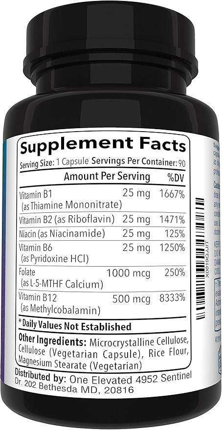 Double Strength &amp Most Bioactive Methyl Folate! Uniquely Formulated with Highest Pharmaceutical Grade Methylcobalamin (B12) Niacin B1 B2 B6. Works Synergistically for Max Results-3 Month Supply