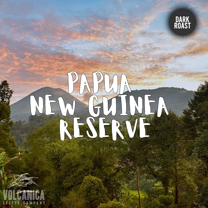Papua New Guinea Reserve Coffee Dark Roast Whole Bean Fair Trade Fresh Roasted 16-Ounce