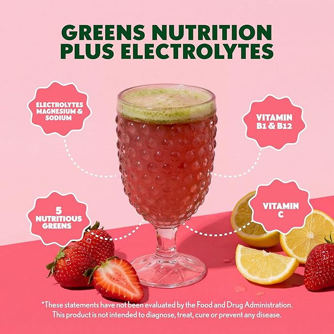 Amazing Grass Electrolyte Tablets Fizzy Greens Water Flavoring Tablet with Vitamins Hydrate Strawberry Lemonade 10 Count (Pack of 6) (Packaging May Vary)