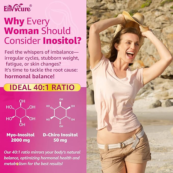 Myo-Inositol &amp D-Chiro Ideal 40:1 Inositol + Omega-3(3:1) Gummies Hormone Balance for Women | Sugar Free Inositol Gummies w/Omega 3 DHA:EPA (3:1) Inositol Supplement for Cycle Health Vegan 60