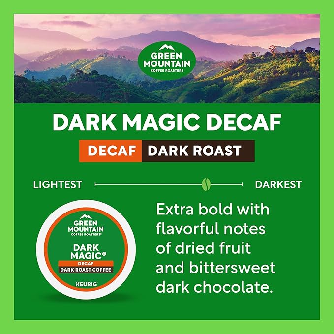 Green Mountain Coffee Dark Magic Decaf Keurig Single Serve K-Cup Pods Dark Roast Coffee 60 Count (6 Packs of 10)