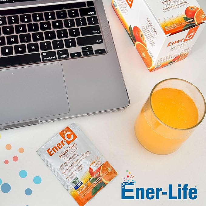 Ener-C Sugar Free Multivitamin Drink Mix - Vitamin Powder for Water Electrolytes Powder No Sugar Hydration Boost Packets Zero Sugar Vitamin C &amp B12 Supplement Liquid Mix - Orange &amp Berry