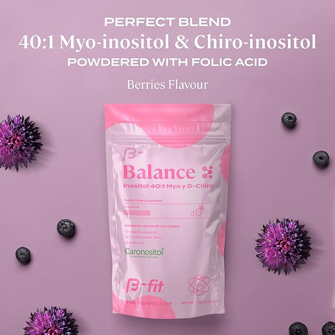 B-FIT B Inositol Balance + Omega 3 Bundle – Myo-Inositol &amp D-Chiro 40:1 with Folic Acid – Berry Flavor Powder – Fish Oil 1800 mg EPA &amp DHA