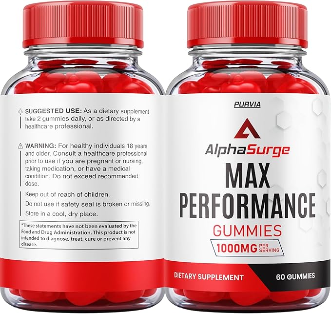Alpha Surge Gummies - Official Formula - Alpha Surge Gummies XL Size Alpha Surge Advanced Strength Formula Overall Daily Health Support 1000mg AlphaSurge Maximum Wellness Supplement (60 Gummies)