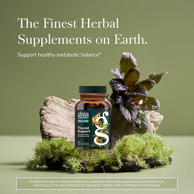 Gaia Herbs Ashwagandha Root - Stress Relief &amp Sleep Support* - 120 Vegan Liquid Phyto-Caps &amp Thyroid Support - Support Healthy Metabolic Balance &amp Overall Well-Being* - 120 Vegan Liquid Ph