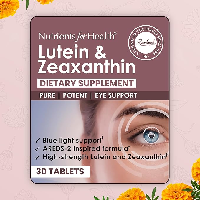 Rawleigh Lutein &amp Zeaxanthin: 30 Vegan Tablets 12mg Lutein &amp 4mg Zeaxanthin (Macular Carotenoids) Based on The AREDs2 Study Eye Health Supplement &amp Vision Support for Adults Eye Vitami