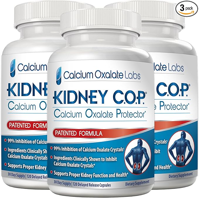KIDNEY C.O.P. Calcium Oxalate Protector 120 Capsules Kidney Support for Calcium Oxalate Crystals Helps Stops Recurrence of Stones Stronger Than Chanca Piedra Stone Breaker Supplements 3 Pack