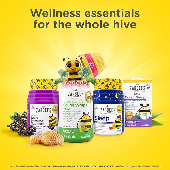 Zarbee's Kid's Complete Multivitamin + Probiotic Gummies with Vitamins A B C D E &amp zinc for Digestive Health Easy To Chew Kids Daily Multivitamin Gummies Natural Fruit 70 Count