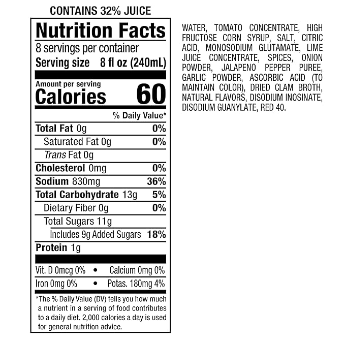 Clamato Limon Tomato Cocktail 64 fl oz bottle (Pack of 8) Zesty Citrus Mixer Authentic Flavor Perfect Mixer for Micheladas and Bloody Mary Drinks and other Cocktail Spirits