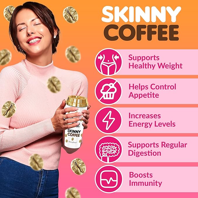 Skinny Boost Instant Skinny Coffee Sticks (Vanilla) - Made with Arabica Coffee Beans Garcinia Cambogia Green Tea Extract B Vitamins Fiber and Prebiotics –Sugar Free-Keto Friendly (28 Packets)