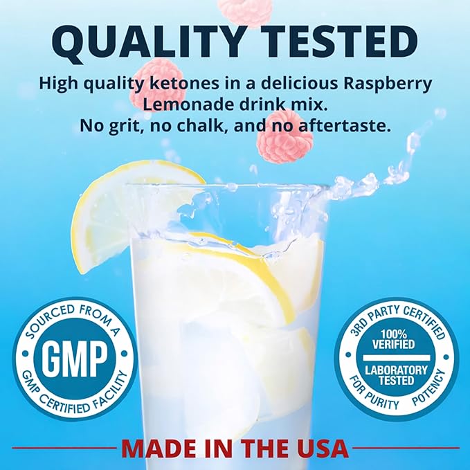 Dr. Boz - Keto BHB Powder - Raspberry Lemonade 20 Servings - Ketones Drink - Increase Energy &amp Reduce Cravings - Max Strength Dietary Supplement - Quality Tested - Made in The USA - 9.6oz (272g)