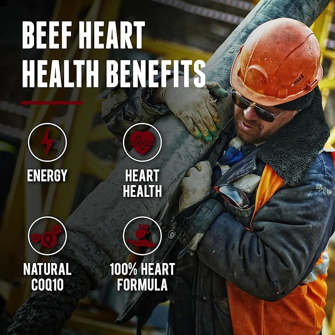 One Earth Health Grass Fed Beef Heart - New Zealand Sourced Heart. 3000mg per Serving 200 Count