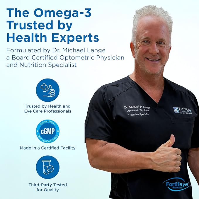 Fortifeye Super Max Omega-3 Fish Oil 60Count 2400mg Made in Norway - High Potency rTG Form Omega 3 Supplement with EPA &amp DHA Fish Oil Capsules for Heart Brain Joint Eye Function Natural Lemon Fl