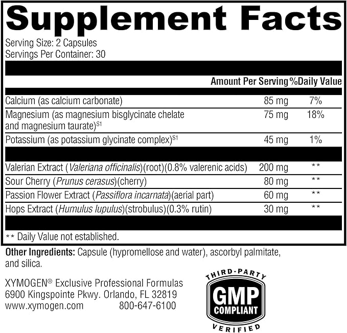 XYMOGEN SynovX Calm - Neuromuscular Relaxation Support with Valerian Extract - Calcium Magnesium &amp Potassium - Vegetarian Non-GMO &amp Gluten Free - 60 Capsules