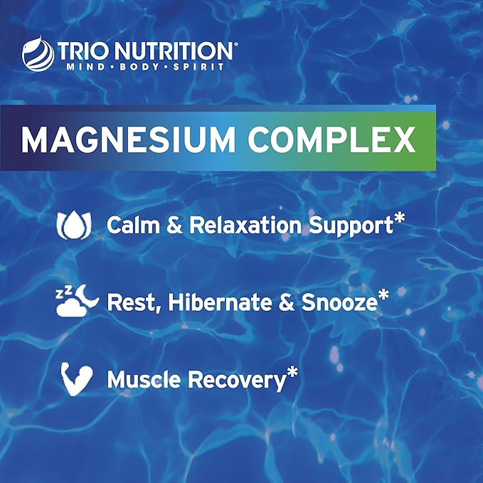 Trio Nutrition Magnesium Complex 90 Day Supply 420 mg | Natural Calm Relax Stress Relief and Muscle Recovery |Magnesium Glycinate Supplement with Vitamin B6 for Rapid Absorption*