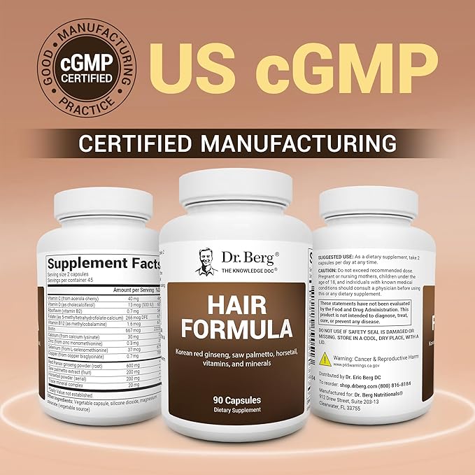 Dr. Berg All-in-One Vitamins for Hair Skin &amp Nails - Advanced Formula with Biotin Saw Palmetto DHT Blocker &amp Trace Minerals - 90 Veg Capsules
