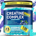 Creatine Monohydrate Gummies 6500mg per Serving for Men &amp Women - 120 Gummies X5 Strength Sugar Free Chewable Creatine for Muscle Builder Muscle Strength Pre-Workout Supplement (Blueberry)