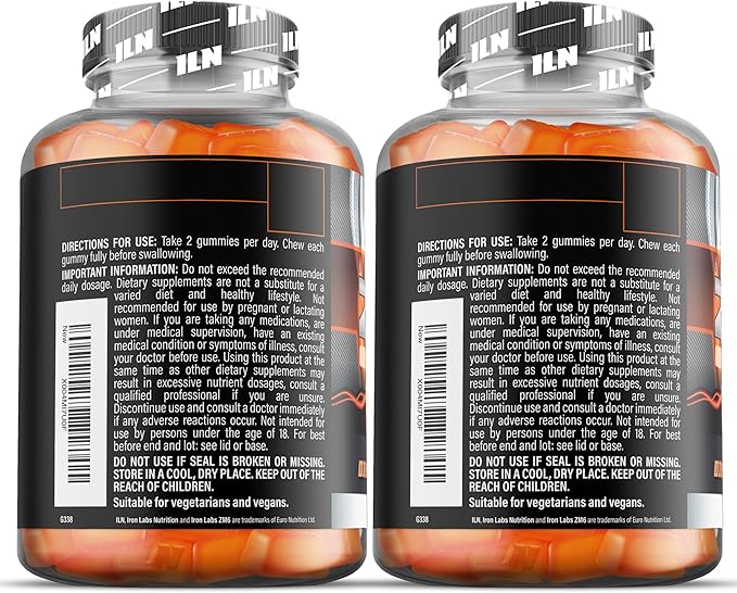 Iron Labs ZM6 Gummies for Men &amp Women - 2 Pack - Zinc Magnesium Gummies (200 Count Orange Flavor Vegan) - Magnesium Citrate and Zinc Citrate Supplements with Vitamin B6 and D3