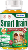 Smart Brain Kids Vitamin Gummies with Omega 3 DHA for Kids &amp Teens-Brain Support Focus Gummies for Kids - Omega 3 Brain Vitamins– Learning &amp Mental Clarity Support– 60 Gummies