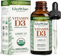 Live Wise Naturals Vitamin D3 1000 IU 25 MCG Drops - 150 Servings Ultra Concentrated Formulation Fast Absorption Vegan Organic MCT Oil Formula - Micro-Dosing Dropper for Bone &amp Immune Support