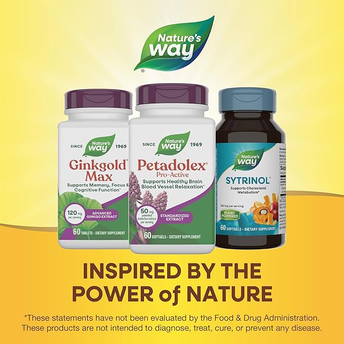 Nature's Way Petadolex Pro-Active Blood Vessel Health and Relaxation in the Brain with Patented Butterbur* 60 Softgels