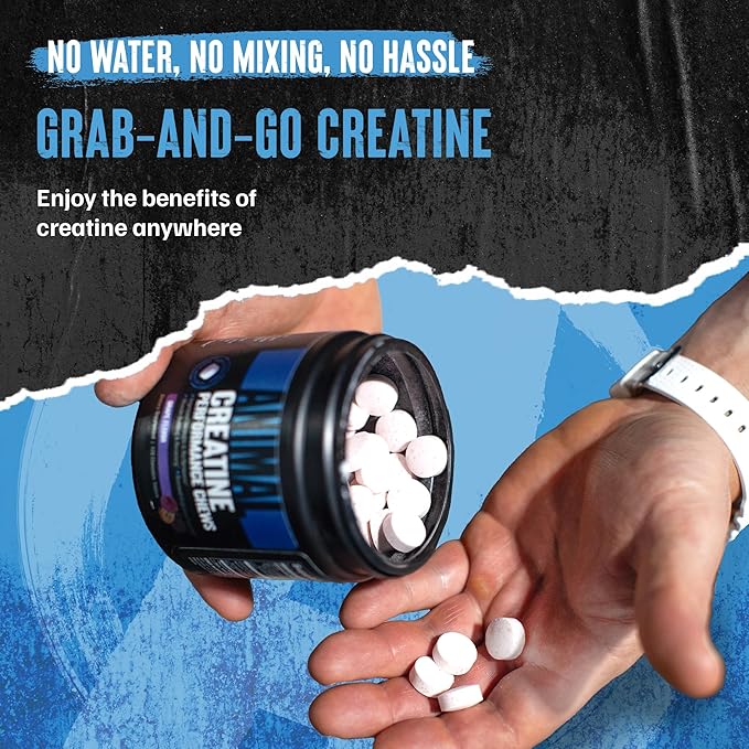 Animal Creatine Chews Tablets - Enhanced Creatine Monohydrate with AstraGin to Improve Absorption Sea Salt for Added Pumps Delicious and Convenient Chewable Tablets - Lemon Ice