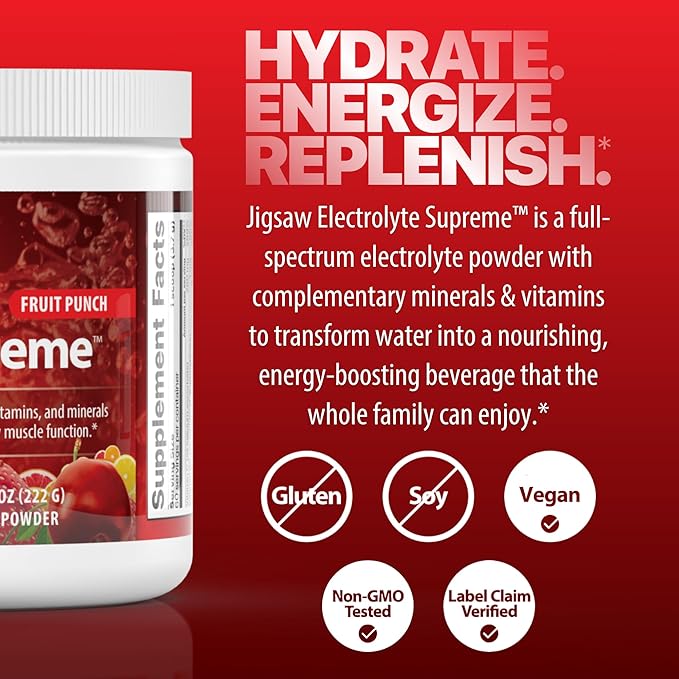 Jigsaw Health Bundle | Adrenal Cocktail 60 Servings (Jar) and Electrolye Supreme (Fruit Punch) 60 Servings (Jar)