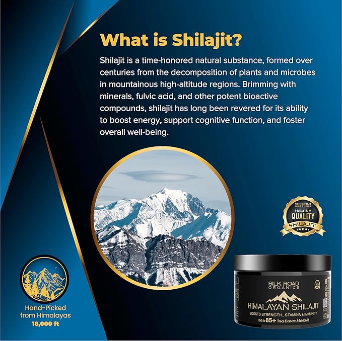 Natural Himalayan Shilajit Hard Resin - 35 gm Organic Shilajit Resin with Fulvic Acid and 85+ Trace Minerals for Metabolism Immunity Energy &amp Focus - Gold Grade Natural Shilajit &amp Measuring