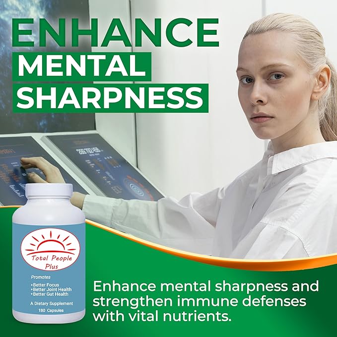 Total People Plus - Multivitamin &amp Minerals for Adults - Dietary Supplements Rich in Major Minerals with Mix of Vitamins A D and E - Boosts Energy and Vitality - 180 Capsules