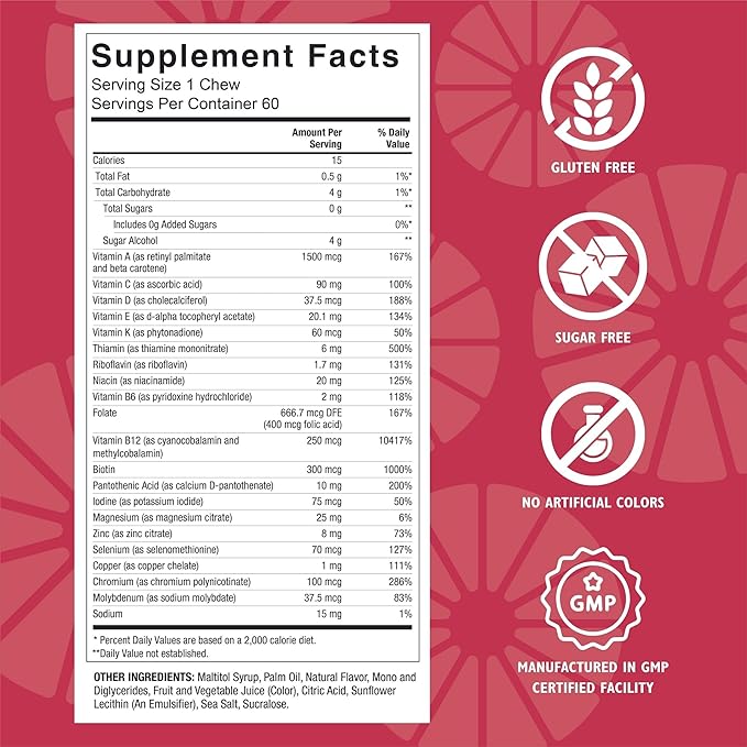 Celebrate Vitamins Bariatric Multivitamin Soft Chews - Essential Vitamins &amp Minerals Sugar &amp Gluten Free - Gastric Bypass &amp Sleeve Gastrectomy Supplement - Berry (180ct)