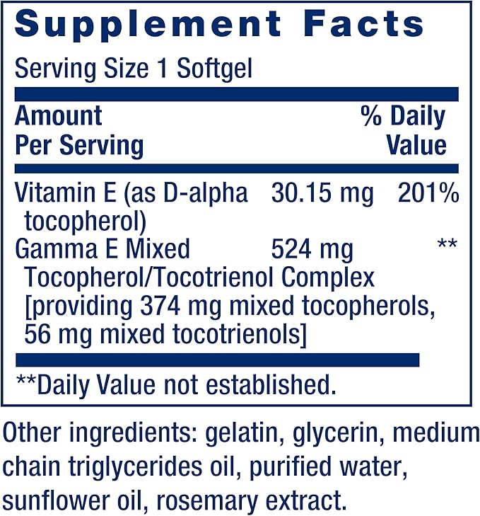 Life Extension Gamma E Mixed Tocopherols &amp Tocotrienols – Complete Vitamin E Spectrum Antioxidant Protection – Non-GMO Gluten-Free – 60 Softgels (Pack of 2)
