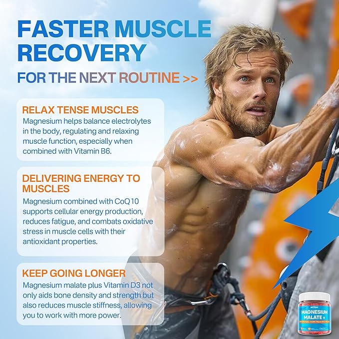 Nextdia Magnesium Malate Energy Gummies Plus L-Theanine CoQ10 Methyl B12 Methylfolate B6 &amp D3-400mg Magnesium Gummy Sugar Free for Women Men Supports Muscle Function Calm &amp Relax Vegan
