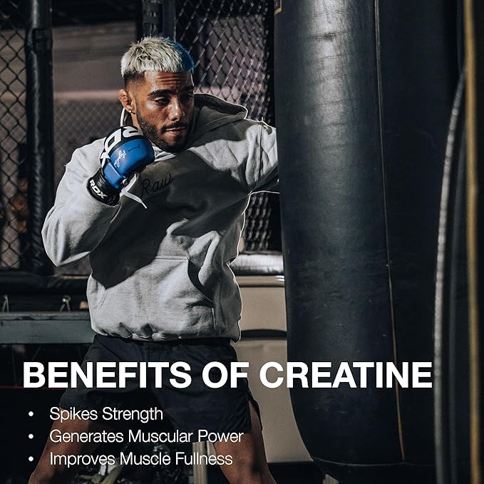 RAW Nutrition Creatine Monohydrate Powder - Unflavored Micronized Creatine Monohydrate Workout Supplement for Muscle Energy Strength &amp Endurance - Creatine Powder for Women &amp Men - 50 Serving