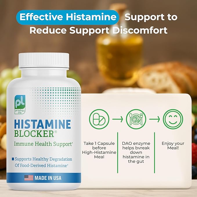 DAO Supplements Histamine Blocker – Advanced DAO Enzyme Formula and Vitamin C for Histamine Digest &amp Intolerance Support – Diamine Oxidase DAO Supplement 30 Capsules