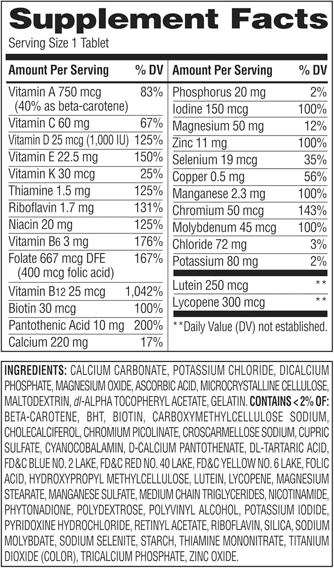 Equate 50+ Daily Multivitamin Supplement Tablets (450 Count) – Complete Multimineral Formula for Men &amp Women - Includes Sticker