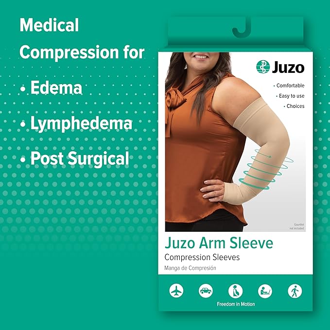 Juzo Soft 2001 Compression Armsleeve with Silicone Top Band 20-30 mmHg Regular 3 (III) Cinnamon