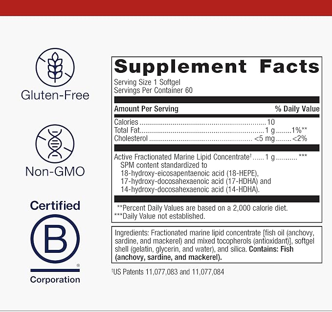 Metagenics SPM Active One Daily Supplement - Next Generation Omega Fish Oil with Pro Resolving Mediators for Joint Soreness &amp Soothing Relief* - Sustainably Sourced - Gluten-Free - 60 Softgels