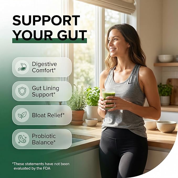 GutResto Fiber Supplement Psyllium Husk Powder Probiotic Gut Health Digestive Enzymes Prebiotic L-Glutamine Slippery Elm Aloe Vera Marshmallow Root Turmeric Ginger Peppermint by Clean Nutra 30 Svgs