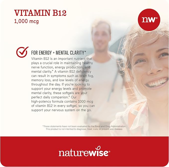 NatureWise High-Potency 1000mg Omega 3 600mg EPA 400mg DHA Vitamin E 180ct &amp 1000mcg Vitamin B12 150 Softgels Supplement Bundle