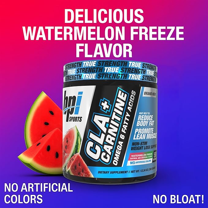 BPI Sports CLA+Carnitine – CLA L Carnitine &amp Linoleic Acid – L Carnitine Supplement for Weight Loss Metabolism &amp Lean Muscle – Caffeine Free – Watermelon – 50 Servings – 12.34 oz