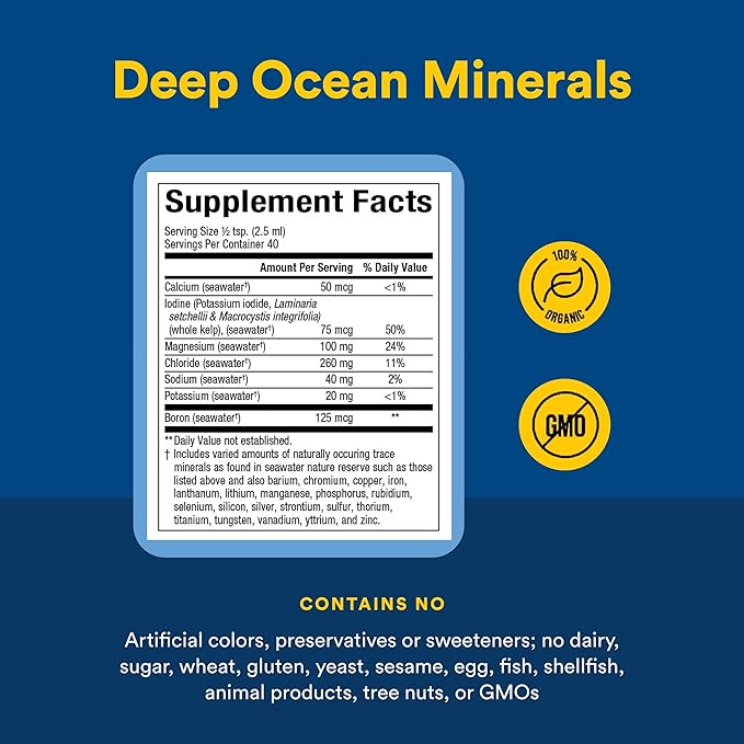 Natural Factors Whole Earth &amp Sea Deep Ocean Minerals - Supports Electrolyte Balance &amp Bone Health* - Vegan - Unflavored - 3.38 oz